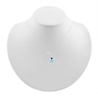 Womens Diamond Accent Genuine Blue Topaz 10K Rose Gold Sterling Silver Heart 18 Inch Pendant Necklace