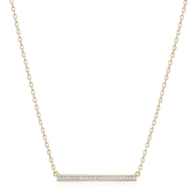 Sparkle Allure Diamond Accent 18K Gold Over Brass 18 Inch Cable Rectangular Pendant Necklace
