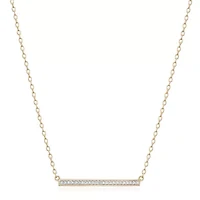 Sparkle Allure Diamond Accent 18K Gold Over Brass 18 Inch Cable Rectangular Pendant Necklace
