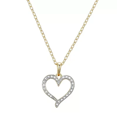 Sparkle Allure Internet Catalog Womens Natural White Diamond Accent 18K Gold Over Brass Heart 18 Inch Pendant Necklace