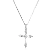 Sparkle Allure Womens White Diamond Accent Pure Silver Over Brass Cross 18 Inch Pendant Necklace