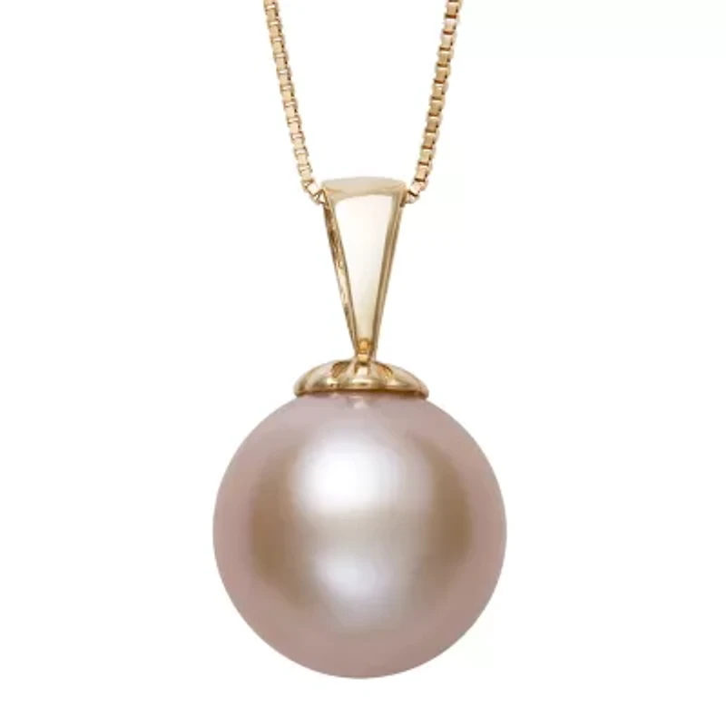 Womens Pink Cultured Freshwater Pearl 14K Gold 18 Inch Pendant Necklace