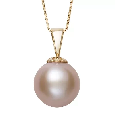 Womens Pink Cultured Freshwater Pearl 14K Gold 18 Inch Pendant Necklace