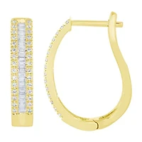 Womens 1/2 CT. T.W. Natural White Diamond 10K Gold 18.6mm Hoop Earrings