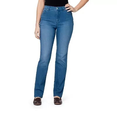 Gloria Vanderbilt Amanda Stretch Fabric Womens High Rise Straight Leg Regular Fit Jean