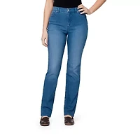 Gloria Vanderbilt Amanda Stretch Fabric Womens High Rise Straight Leg Regular Fit Jean