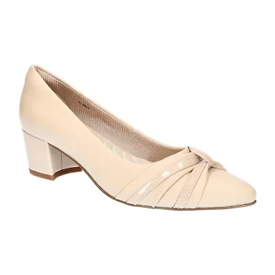 Easy Street Millie Womens Round Closed Toe Block Heel Pumps Extra Wide Width