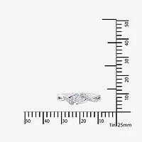 DiamonArt® Womens White Cubic Zirconia Sterling Silver Promise Ring