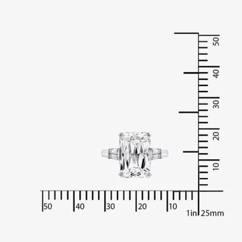 DiamonArt® Womens White Cubic Zirconia Sterling Silver Rectangular Engagement Ring