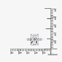 DiamonArt® Womens White Cubic Zirconia Sterling Silver Rectangular Engagement Ring