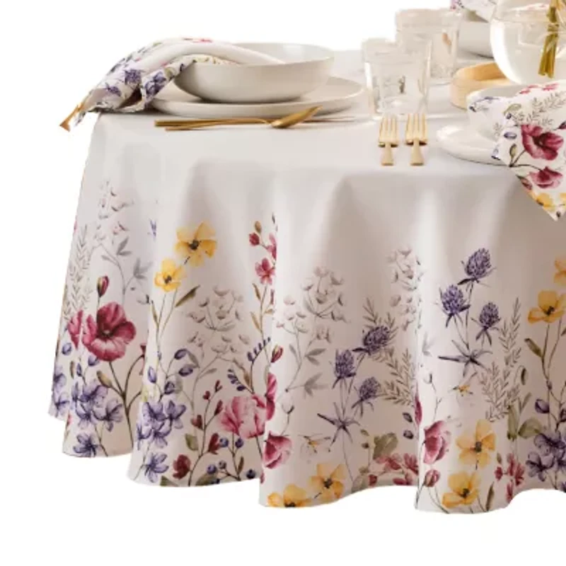 Elrene Home Fashion Poppy Wildflower 70" Round Tablecloth