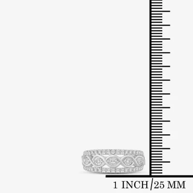 Womens 2MM 1/2 CT. T.W. Natural White Diamond 10K Gold Anniversary Band