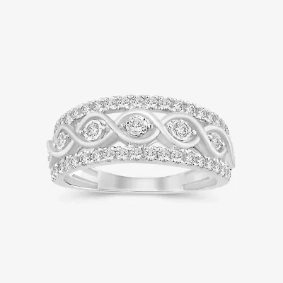 Womens 2MM 1/2 CT. T.W. Natural White Diamond 10K Gold Anniversary Band