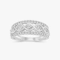 Womens 2MM 1/2 CT. T.W. Natural White Diamond 10K Gold Anniversary Band