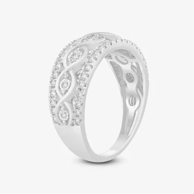 Womens 2MM 1/2 CT. T.W. Natural White Diamond 10K Gold Anniversary Band