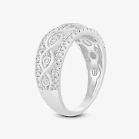Womens 2MM 1/2 CT. T.W. Natural White Diamond 10K Gold Anniversary Band
