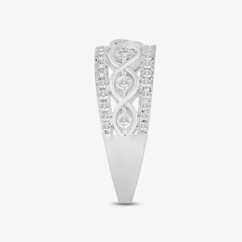 Womens 2MM 1/2 CT. T.W. Natural White Diamond 10K Gold Anniversary Band