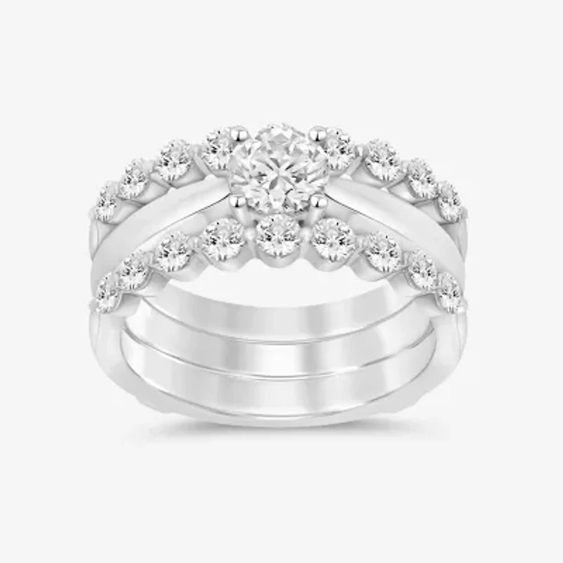 (I / Si2) Womens 1 CT. T.W. Lab Grown White Diamond 14K Gold Ring Guard