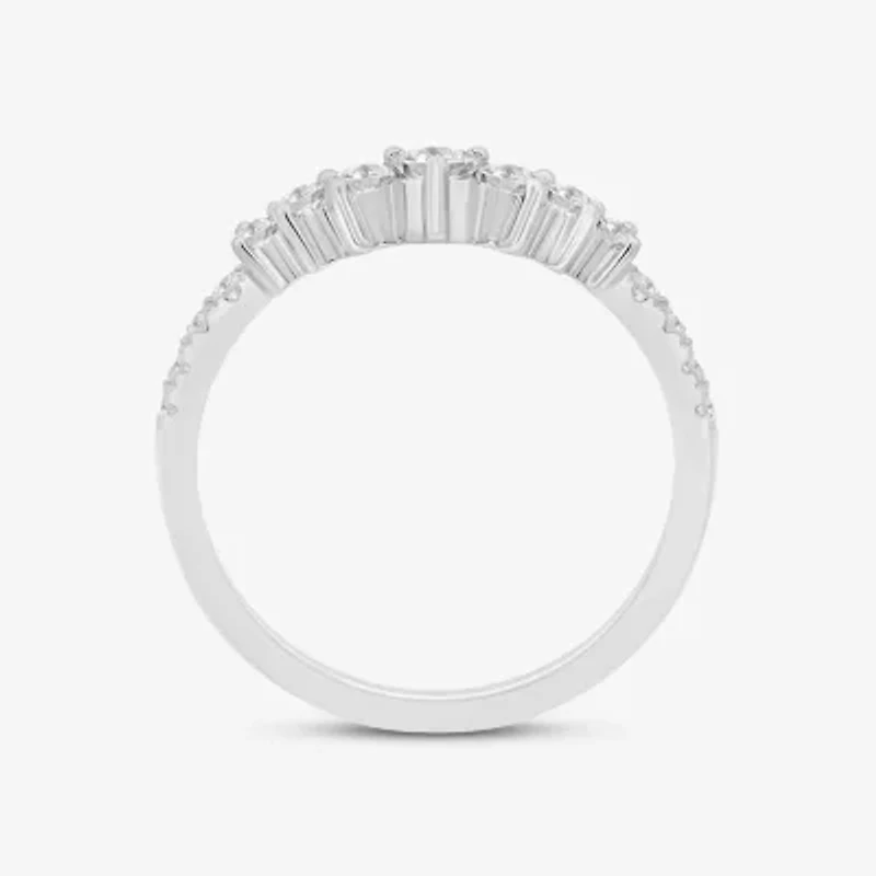 (I / Si2) Womens 1/2 CT. T.W. Lab Grown White Diamond 14K Gold Chevron Wedding Ring Enhancer