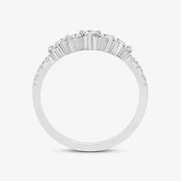 (I / Si2) Womens 1/2 CT. T.W. Lab Grown White Diamond 14K Gold Chevron Wedding Ring Enhancer