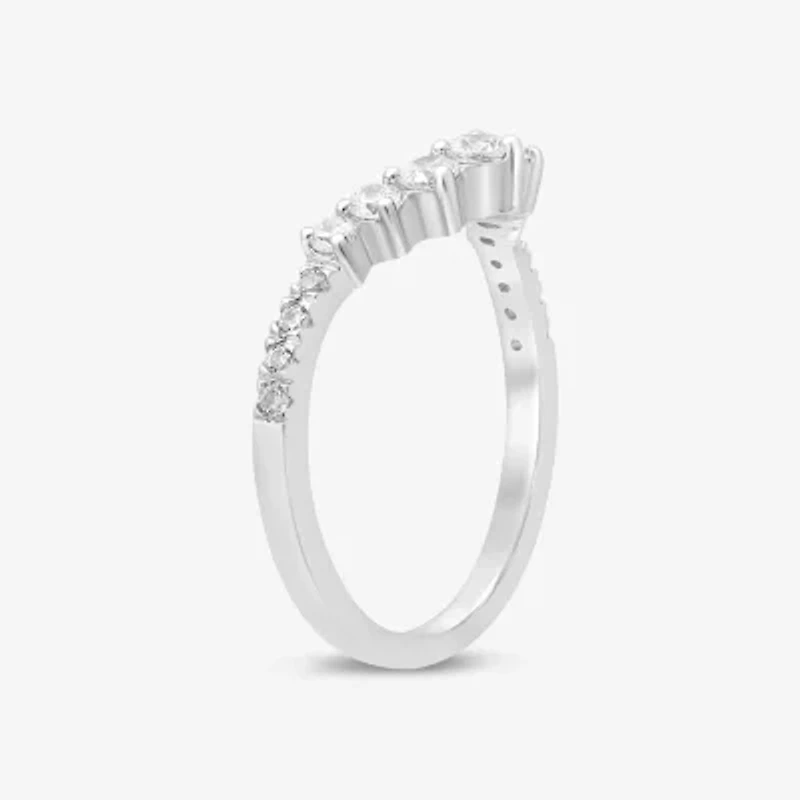 (I / Si2) Womens 1/2 CT. T.W. Lab Grown White Diamond 14K Gold Chevron Wedding Ring Enhancer