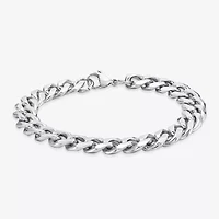 Mens Stainless Steel 9 Inch Solid Cuban Chain Bracelet