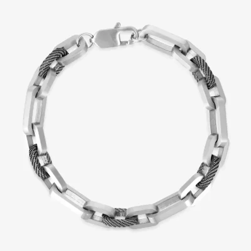 Mens Stainless Steel 9 Inch Solid Link Chain Bracelet