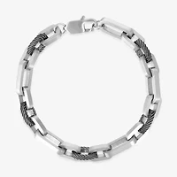 Mens Stainless Steel 9 Inch Solid Link Chain Bracelet