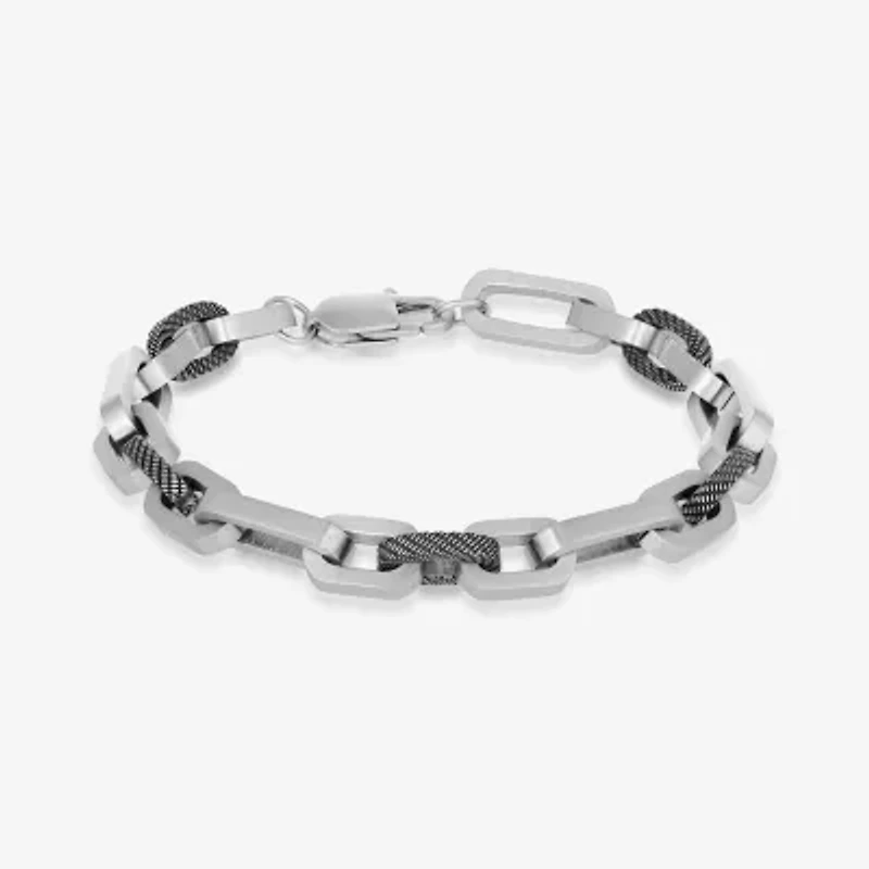 Mens Stainless Steel 9 Inch Solid Link Chain Bracelet