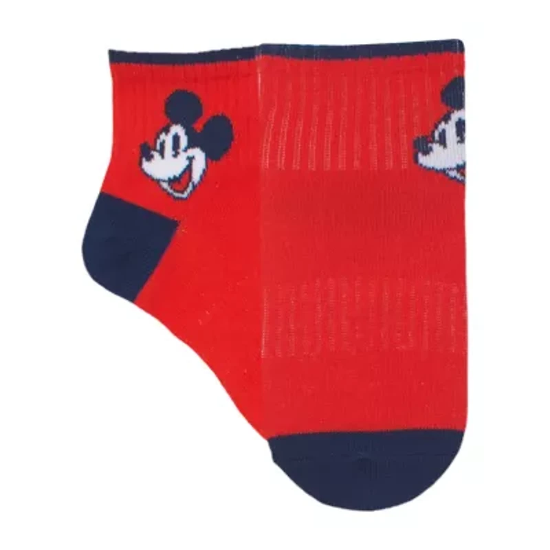 Little & Big Kid Boys 8 Pair Mickey Mouse Quarter Ankle Socks