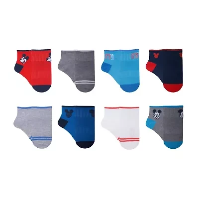Little & Big Kid Boys 8 Pair Mickey Mouse Quarter Ankle Socks