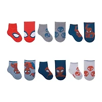Toddler Boys 6 Pair Spiderman Quarter Ankle Socks