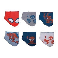 Toddler Boys 6 Pair Spiderman Quarter Ankle Socks