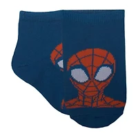 Toddler Boys 6 Pair Spiderman Quarter Ankle Socks