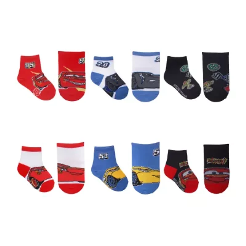 Toddler Boys 6 Pair Cars Quarter Ankle Socks