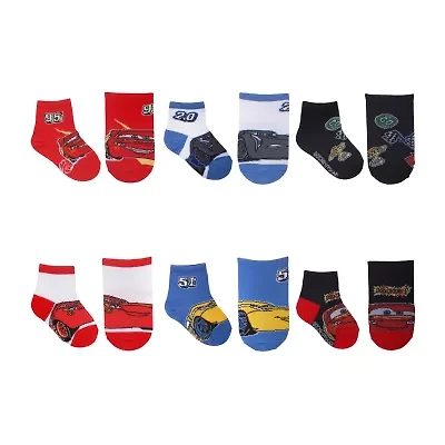 Toddler Boys 6 Pair Cars Quarter Ankle Socks