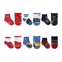 Toddler Boys 6 Pair Cars Quarter Ankle Socks