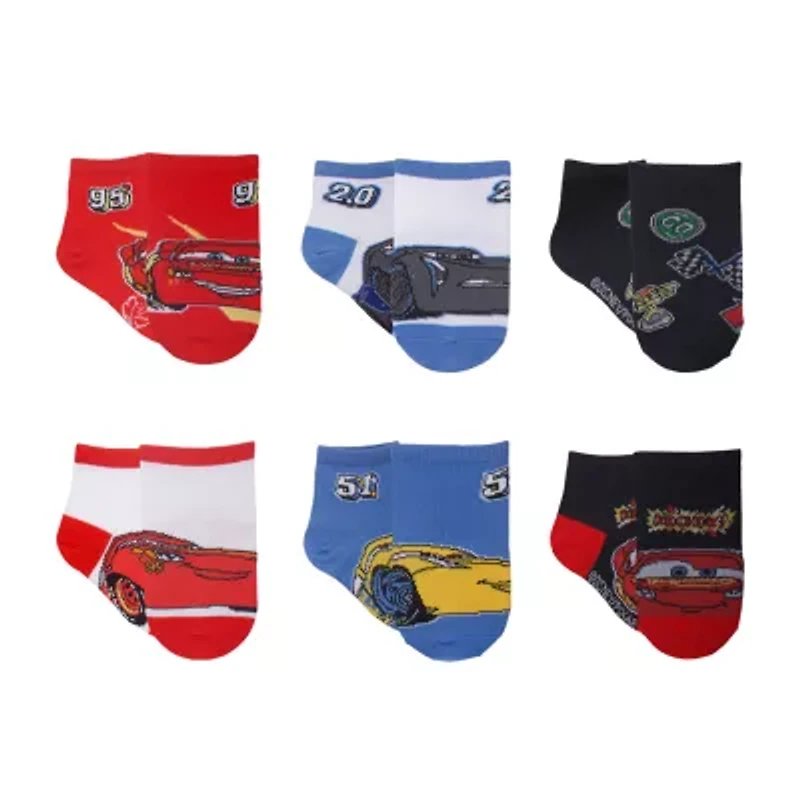 Toddler Boys 6 Pair Cars Quarter Ankle Socks