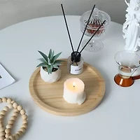Cheungs Round Natural Wood Glossy Decorative Tray
