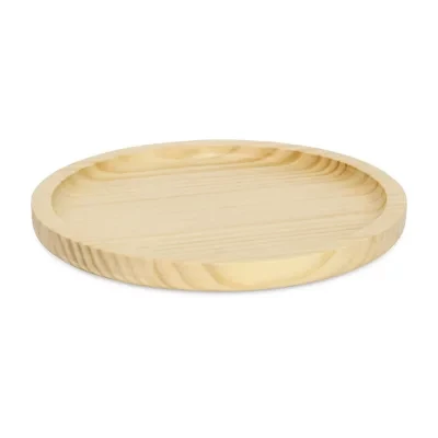 Cheungs Round Natural Wood Glossy Decorative Tray