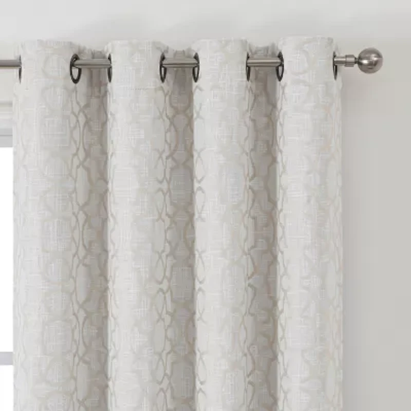 Max Blackout Campbell Geo Jacquard Grommet Top Energy Saving 100% Single Curtain Panel