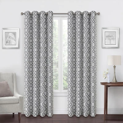 Max Blackout Campbell Geo Jacquard Grommet Top Energy Saving 100% Single Curtain Panel