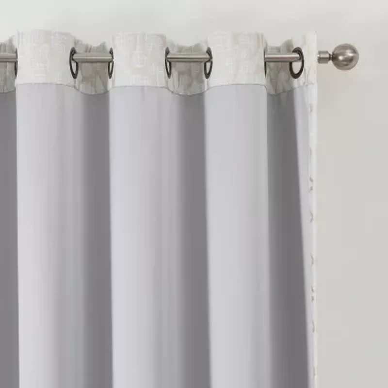 Max Blackout Campbell Geo Jacquard Grommet Top Energy Saving 100% Single Curtain Panel