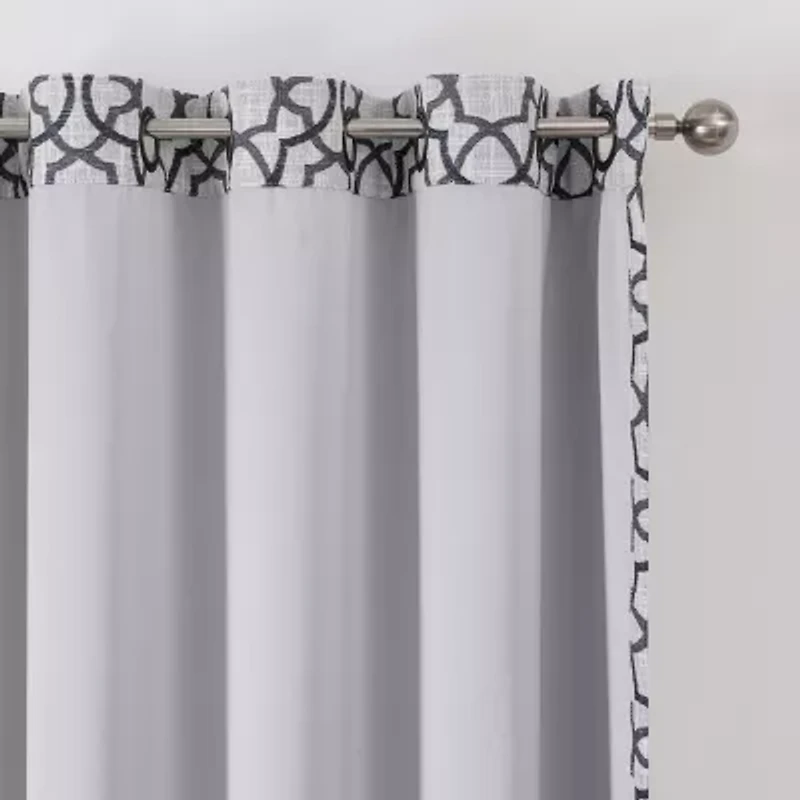 Max Blackout Campbell Geo Jacquard Grommet Top Energy Saving 100% Single Curtain Panel