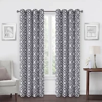Max Blackout Campbell Geo Jacquard Grommet Top Energy Saving 100% Single Curtain Panel