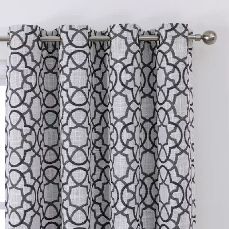 Max Blackout Campbell Geo Jacquard Grommet Top Energy Saving 100% Single Curtain Panel