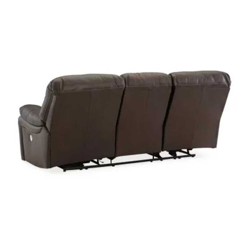 Signature Design By Ashley Leesworth Dual Power Leather Reclining Sofa
