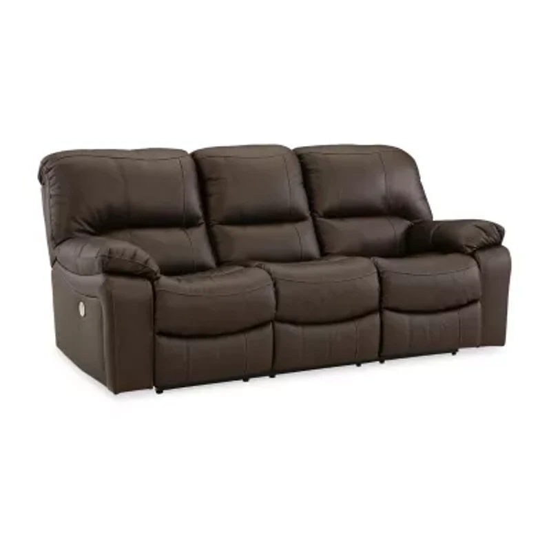 Signature Design By Ashley Leesworth Dual Power Leather Reclining Sofa