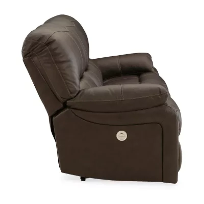 Signature Design By Ashley Leesworth Dual Power Leather Reclining Sofa