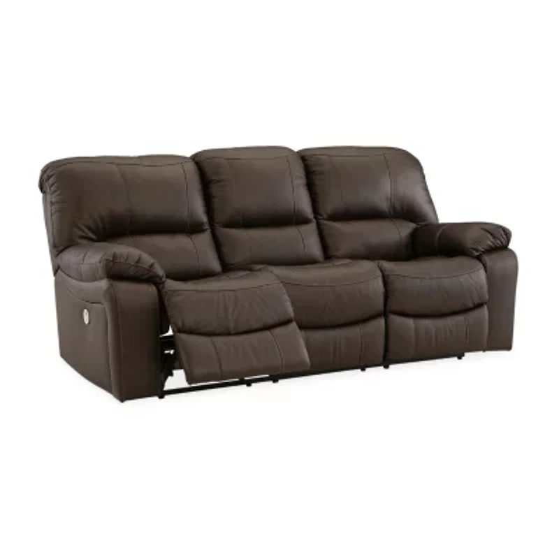 Signature Design By Ashley Leesworth Dual Power Leather Reclining Sofa